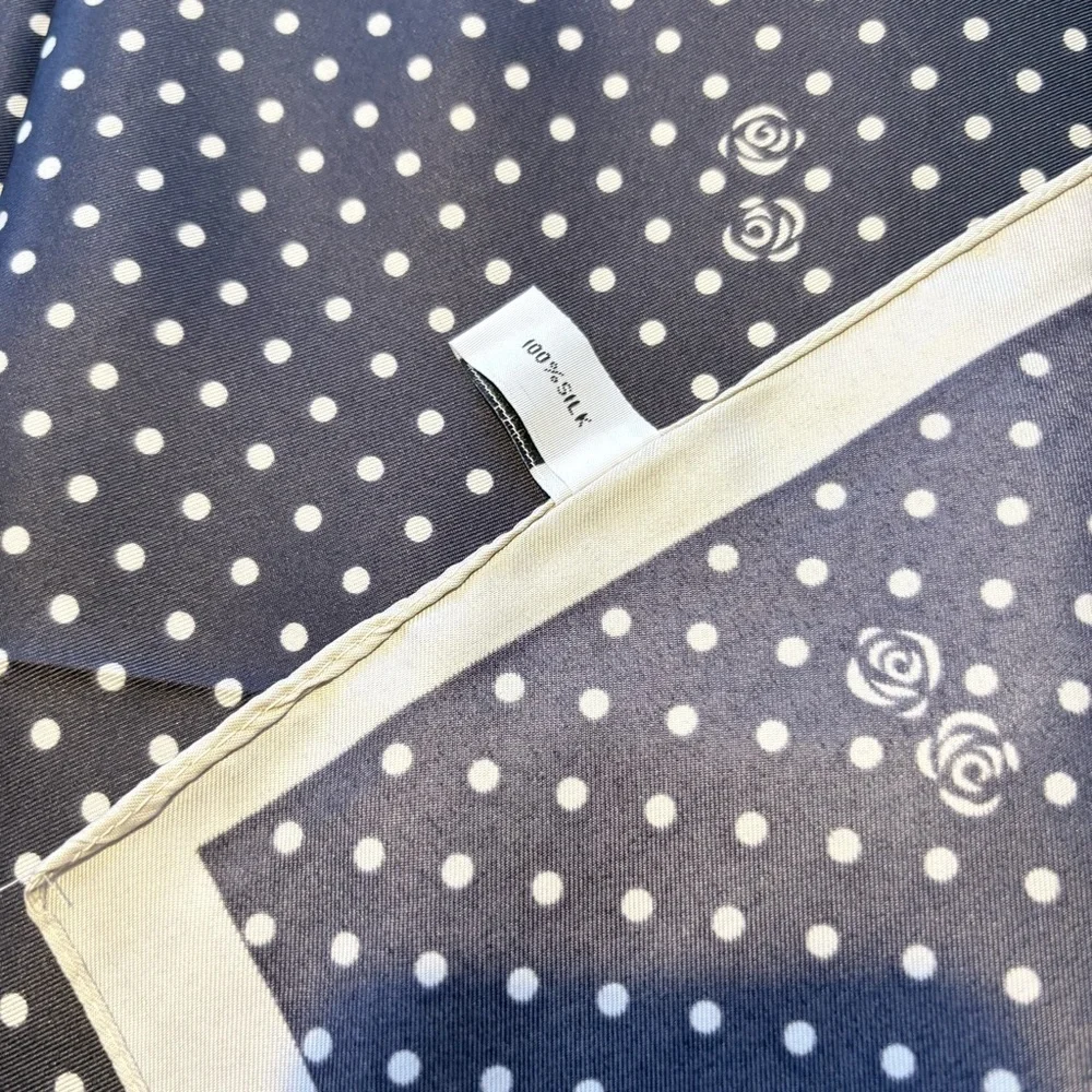 Valentino romantic black cream polka dot silky scarf size 35x35‼️LAST ONE LEFT